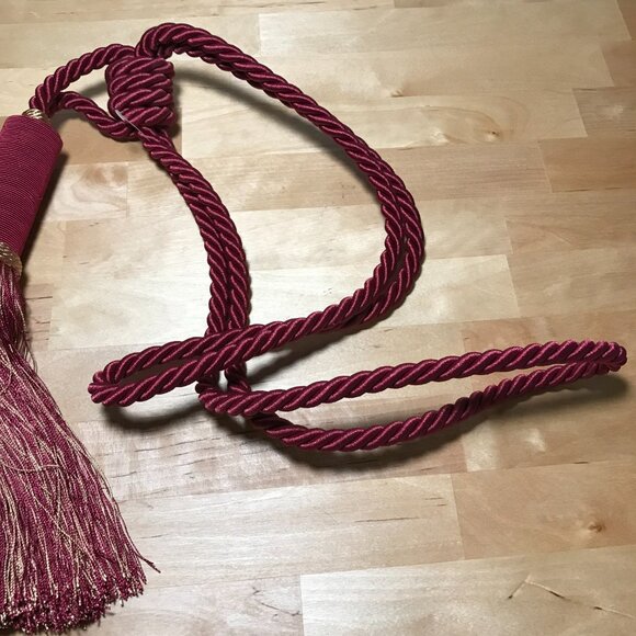 Vintage Rodeo Home Aurbergine Gold Curtain Braided Rope Tassel Drape Tieback 29" - Picture 2 of 7